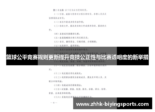 篮球公平竞赛规则更新提升竞技公正性与比赛透明度的新举措