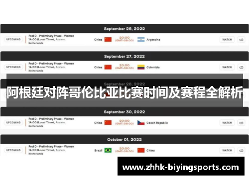 阿根廷对阵哥伦比亚比赛时间及赛程全解析